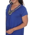 thumbnail image 3 of White Mark Women's Plus Size Embellished Short Sleeve Tunic Top, 3 of 5