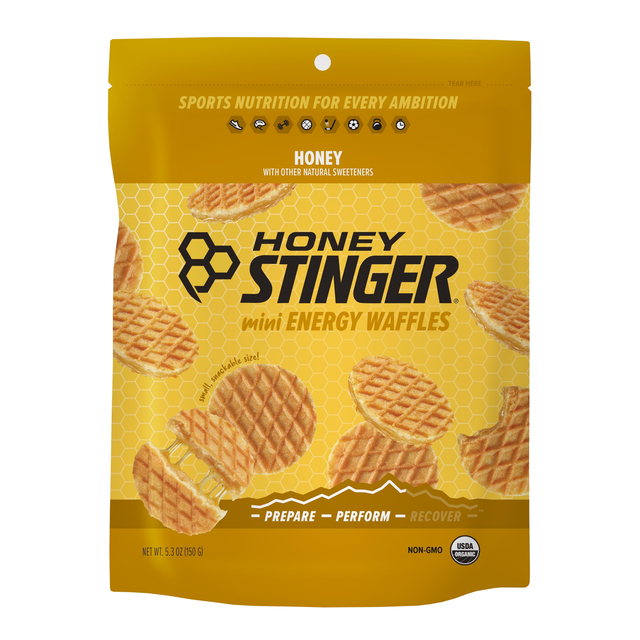 (15 pack) Honey Stinger Organic Mini Energy Waffle Snack, Honey, 5.3 oz Bag