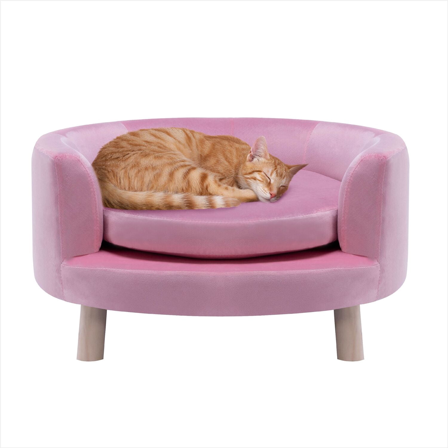 Critter Sitters 28-In. Elegant Pink Faux-Velvet Circular Pet Bed for Small to Medium-Sized Dogs and Cats