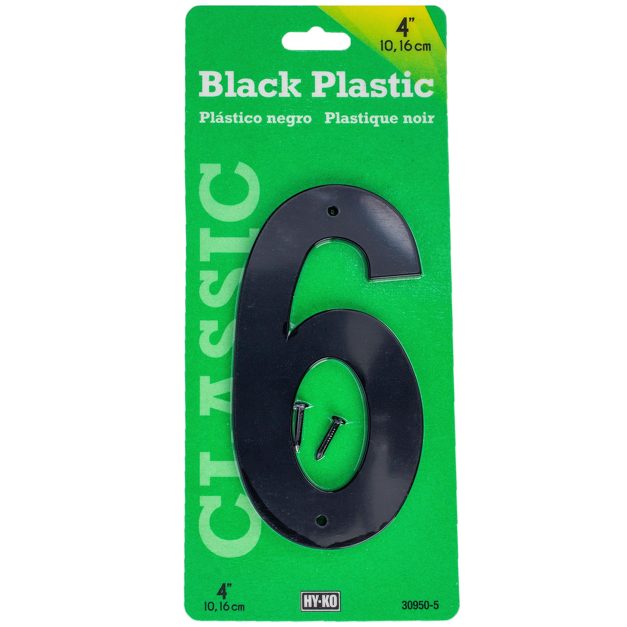 (3 pack) HY-KO 4" Black Plastic Modern Number 6