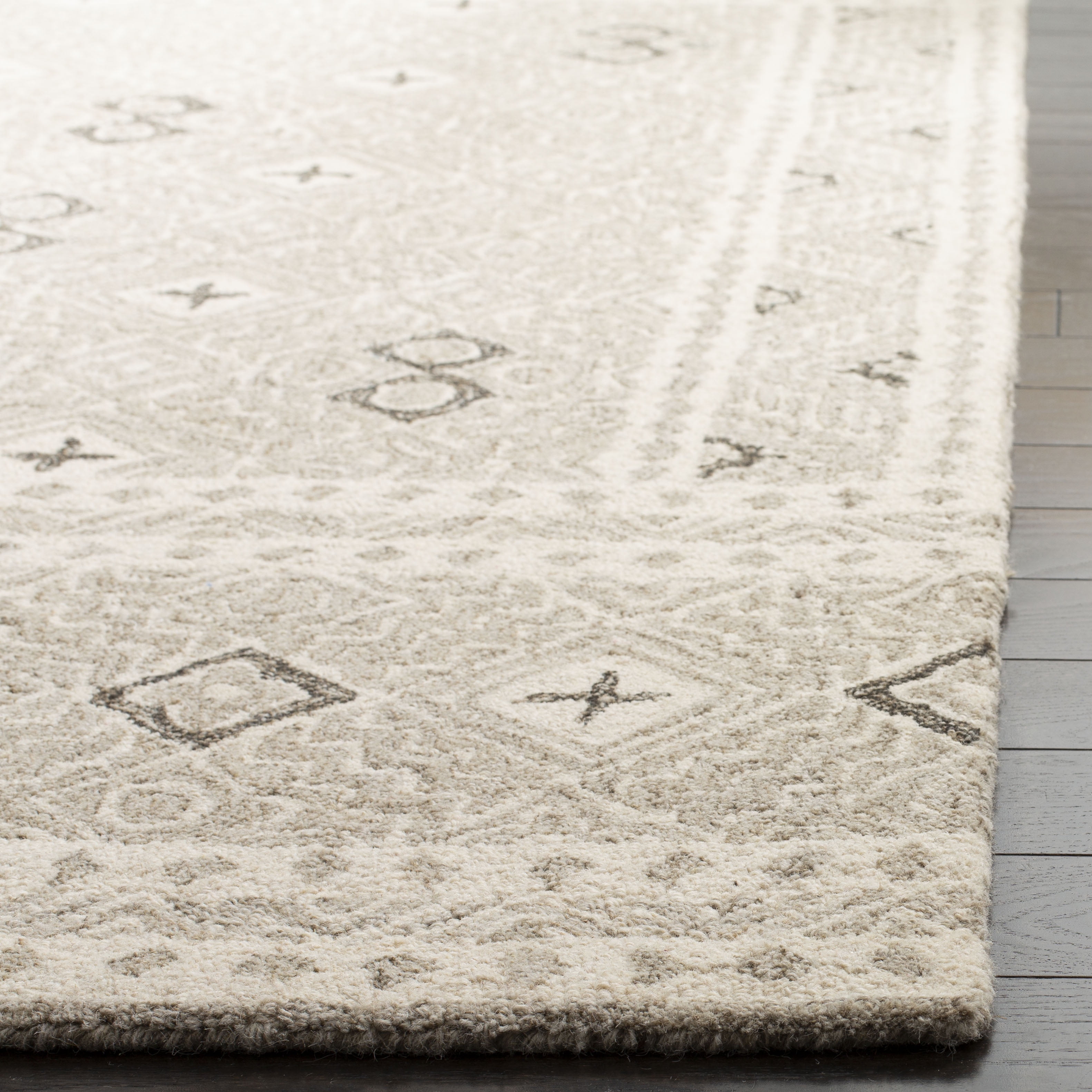 SAFAVIEH Micro-Loop Aditya Geometric Area Rug, Grey/Ivory, 2' x 3'