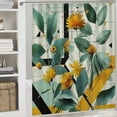 thumbnail image 6 of Chilfamy  Eucalyptus Leaves Shower Curtain, Blossomy Leaf Pattern Abstract Geometric Details Marble Print, Cloth Fabric Bathroom Decor Set with Hooks,Green Black Mustard 60x72, 6 of 7