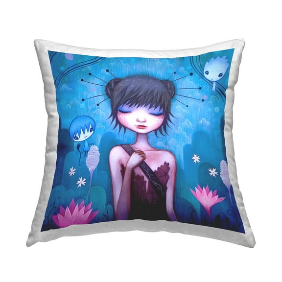 Stupell Industries Girl in Fantasy Landscape Decorative Printed Throw Pillow Design by Jeremiah Ketner
