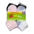 thumbnail image 2 of Hanes Girls Extreme Value Ankle Socks, 20 Pack, Sizes (S-L), 2 of 5