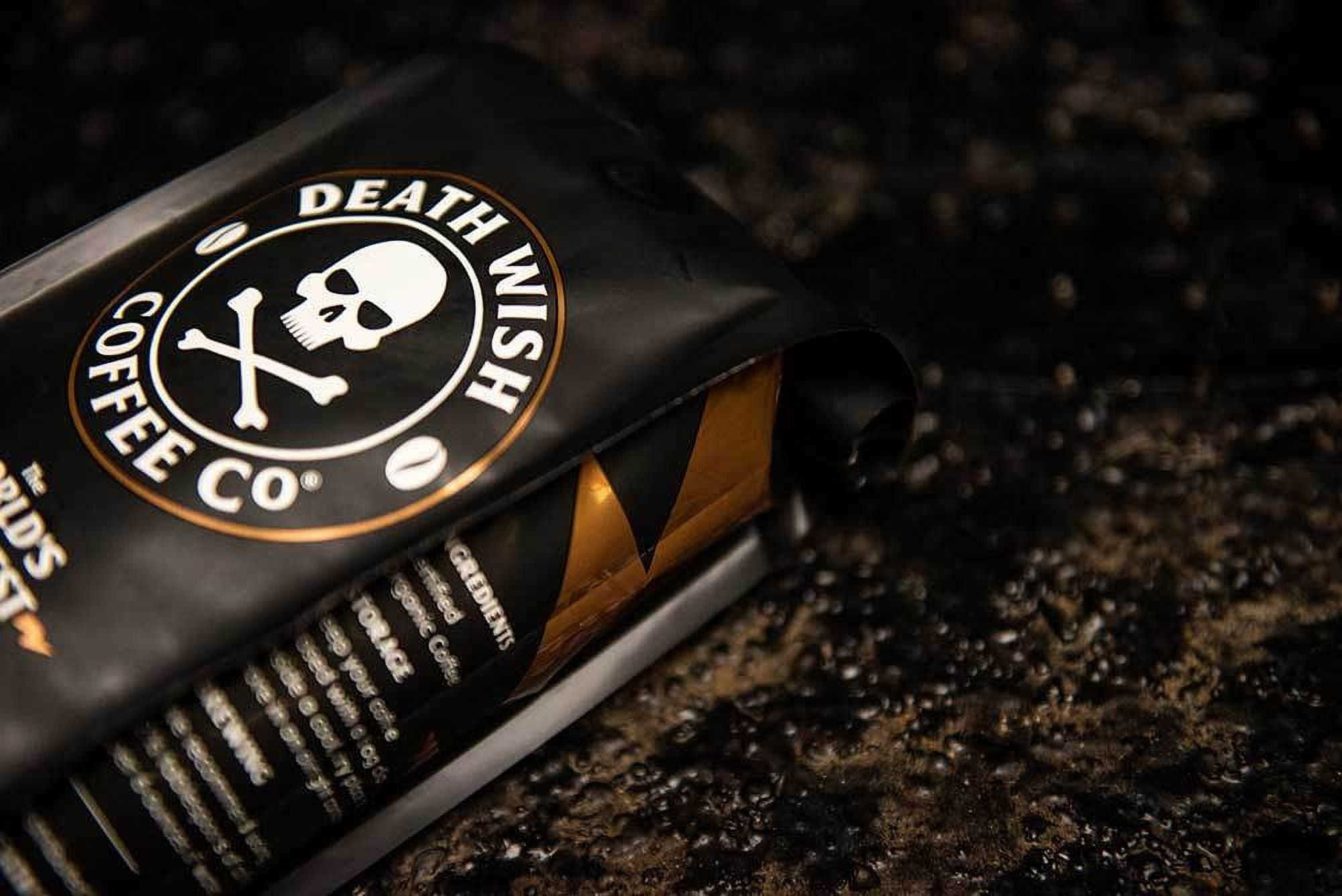 Death Wish Coffee Organic and Fair Trade Medium Roast Whole Bean Coffee, Bold Smooth Arabica Robusta, 16 oz