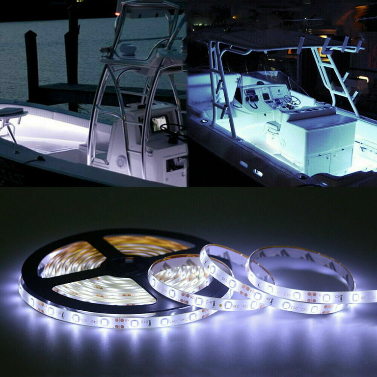 Wireless White LED Strip Kit for Boat Marine Deck Interior Lighting 16.4 ft 5M, Clear