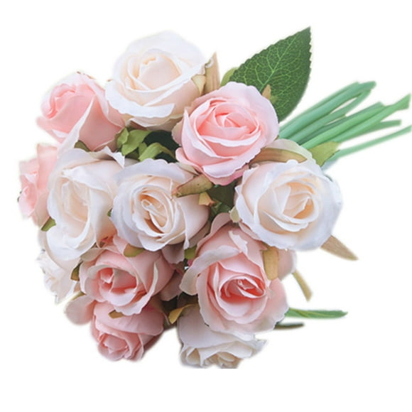 12Pcs/set Rose Holding Flowers Bouquet Bride Wedding Rose Flower Photography Props Artificial Fake Flowers