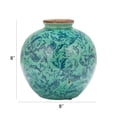 thumbnail image 2 of Creative Co-Op Round Decorative Terra-cotta Vase with Transferware Pattern, Aqua, 2 of 4