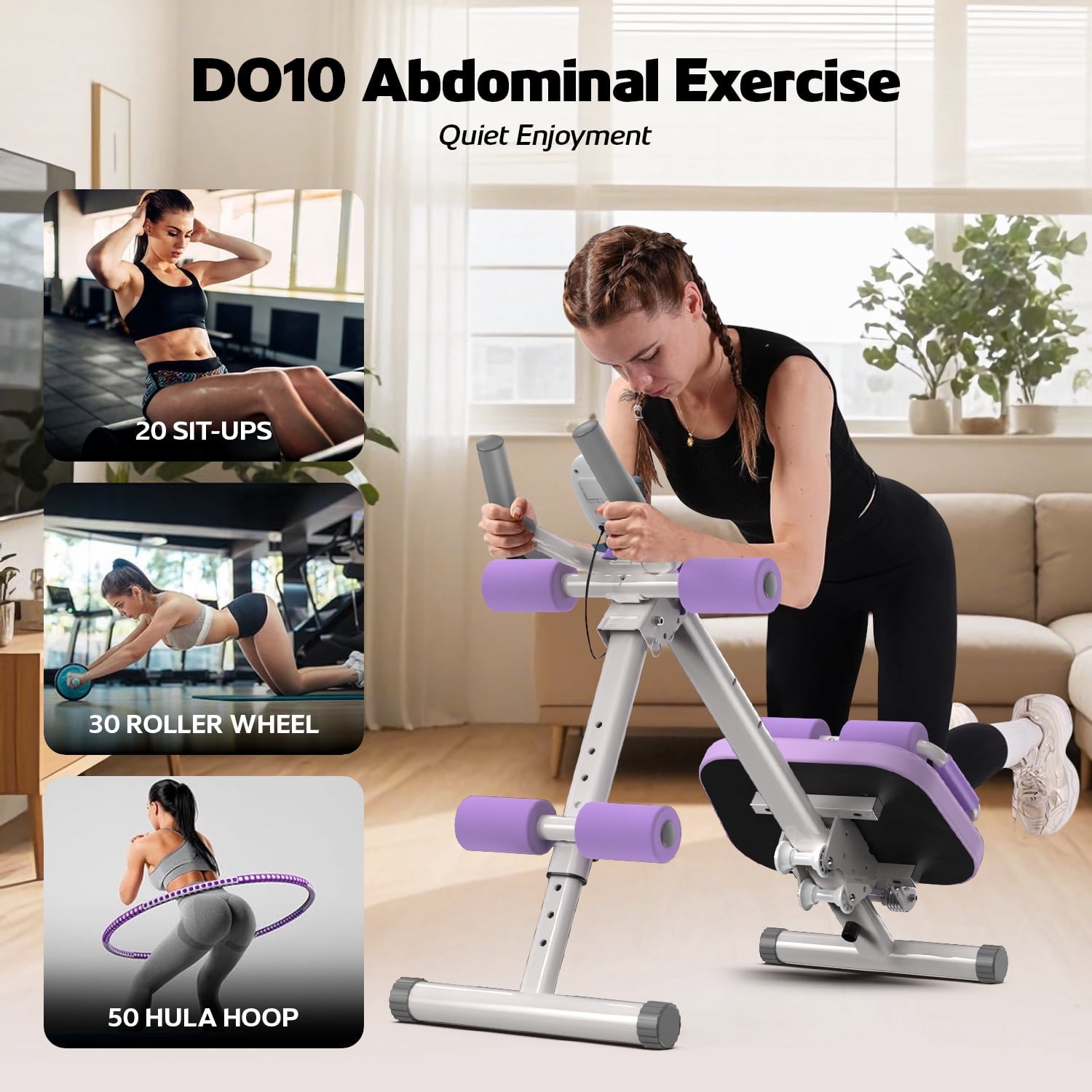 Lnow Adjust Ab Machine, Foldable Ab Machine with LCD Monitor Ab Workout Equipment Full Body Workout for HomLnow Adjustable Gym, Core & Abdominal Trainer Fitness Equipment, 350lbs