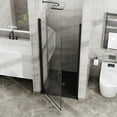 thumbnail image 3 of 34"x72" Pivot Shower Door, 1/4 inch Thick Tempered Glass Swing Shower Door in Black Finish, Semi-Frameless Design, 3 of 6