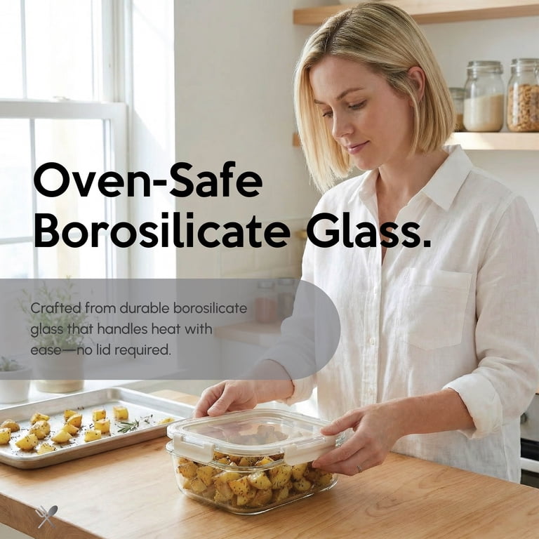 Just Cook Glass Rectangular Food Storage Container with Expandable
