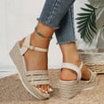 thumbnail image 4 of Rokment Womens Espadrilles Wedges Dressy Sandals Fashionable Casual Open Toe Platform Chunky High Heels Dress Summer Shoes for Ladies Woman Beach Vacation Silver Size 6, 4 of 6
