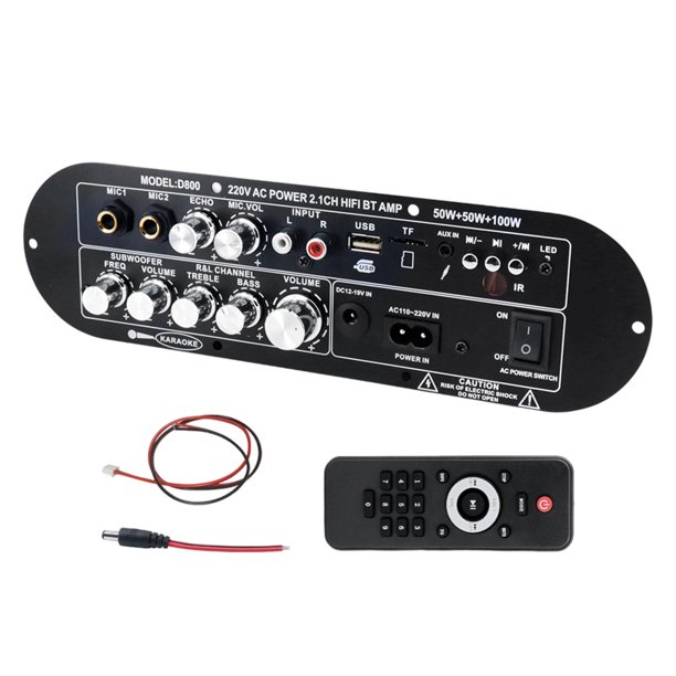 Amplificador de audio de 2 canales, altavoz DIY de 10 m, placa receptora de audio universal para micrófono, USB, smartphones, CD.