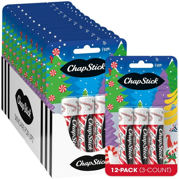 Bálsamo Labial ChapStick Sabor Bastón de Caramelo, Menta, Paquete de 36
