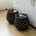 thumbnail image 5 of Better Homes & Gardens Large Round Checkered Seagrass Storage Basket with Handles, 2 Pack, 5 of 15