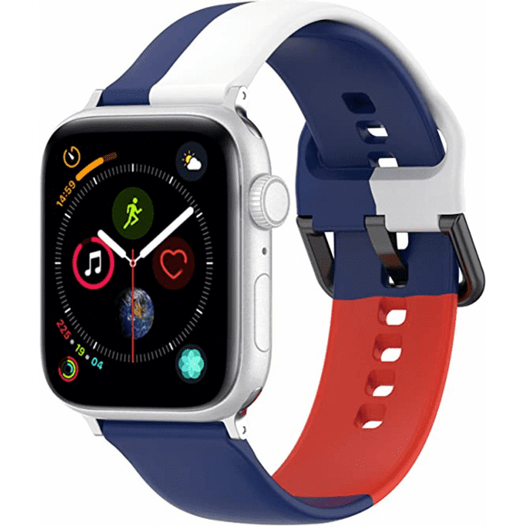 Hongkaii For Apple Watch Series 7 6 5 4 3 2 1 SE Compatible Multicolor Silicone Strap For iWatch 42mm 44mm, Sport Waterproof Comfortable Smart Watch Replaceable Strap(White) DZ#422-241