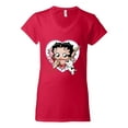 thumbnail image 2 of Wild Bobby Betty Boop Heart Blowing Kiss Dog Betty Boop Women’s Standard V-Neck Tee, Red, XX-Large, 2 of 5