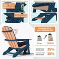 thumbnail image 6 of WINSOON All Weather HIPS Folding Oversized Adirondack Chair：Outdoor Chair with Realistic Wood Texture, Heavy Duty Weight Capacity, for Cup Holder for Patio, Yard & Garden, 6 of 7