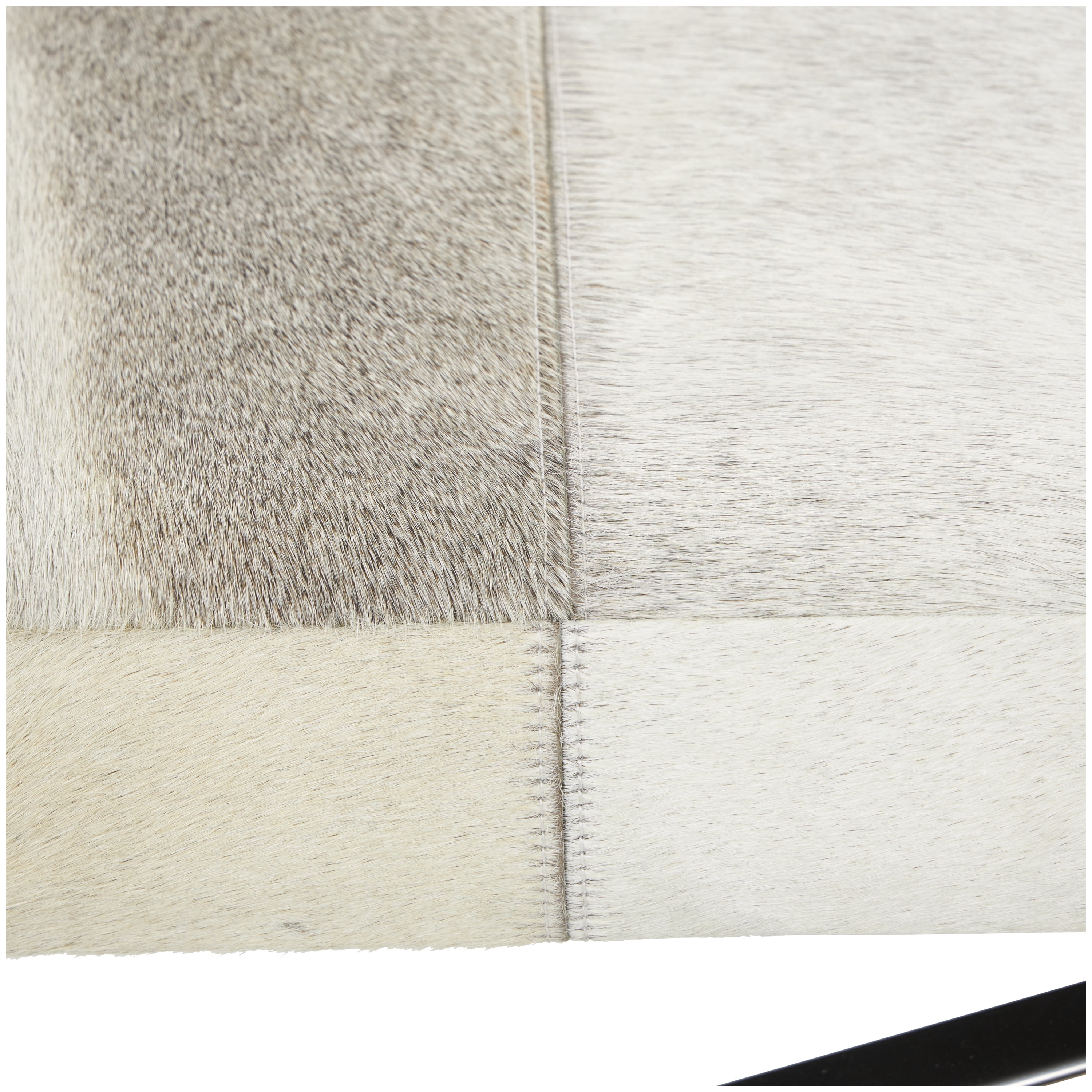 DecMode Stainless Steel Bench with Hair on Hide Seat, Beige