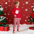 thumbnail image 2 of Gunia Boys Pajamas Cozy Winter Santa Print Pajama Long Sleeve Top Striped Pants Girls Holiday Family Matching Outfit Pjs 11-12 Years, 2 of 6