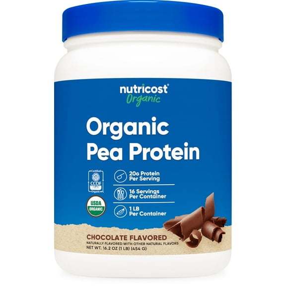Nutricost Organic Pea Protein Powder (1LBS) - Chocolate, Certified USDA Organic, Protein from Plants, Vegetarian Friendly, Gluten Free, Non-GMO