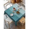thumbnail image 6 of Teal Ombre Table Cloth, Farmhouse Vintage Wooden Striped Waterproof Tablecloth for Square Tables, Reusable Washable Fabric Table Cover for Restaurant Kitchen Dining Tables 60"x60", 6 of 6
