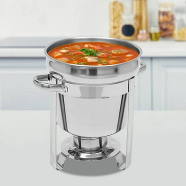 Miumaeov 7.4Qt Soup Chafer Station with Food Pan Fuel Holder and Lid 201 Stainless Steel Silver Buffet Servers and Warmers for Parties