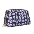 thumbnail image 2 of Naloa crystal flower Skull Leather Makeup Bag for Purse Travel, Portable Small Cosmetic Organizer for Women and Girls, Make up Bag with Zipper, 2 of 8