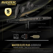 Master Airbrush Cool Runner II Dual Fan Air Storage Tank Compressor System Kit with Master Elite Plus Elite Level Performance Airbrush Set, Case, Dual-Action, 0.3mm Tip, 2 Cups, Hose Holder