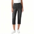 thumbnail image 5 of uublik Pants Capris for Women Stretchy Stretchy Pants Pull On Jeggings High Waisted Denim Leggings Casual Pants with Pockets, Black, 5 of 6
