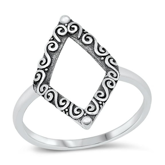 Elegant Filigree Swirl Geometric Ring .925 Sterling Silver Band Jewelry Female Male Unisex Size 6