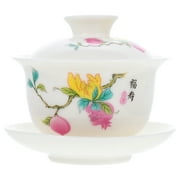 Gaiwan Ceramic Whiteware Tea Cup Japanese Cups Chinese Bowl with Lid Tureen Teacup Traditional Travel