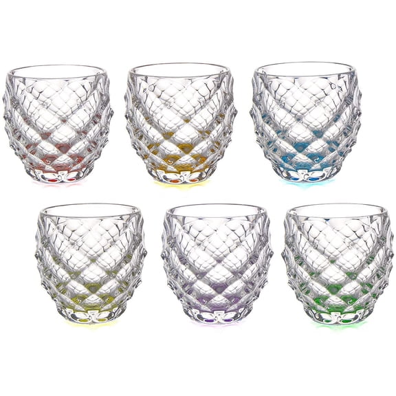 Morris Color Collection Modern Crystal Hand-Crafted Decorative Whiskey Tumbler 11oz, Set of 6
