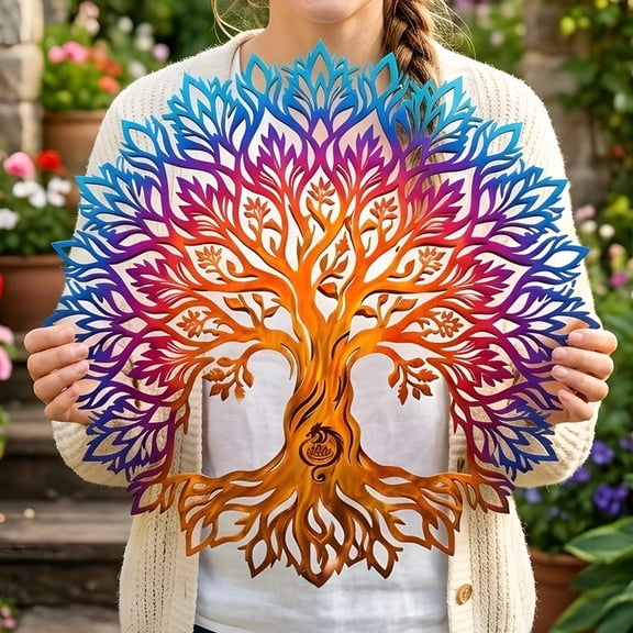 Tree of Life Metal Wall Art, UV Printed Aluminum Garden Wall Decor