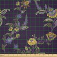 thumbnail image 2 of Ambesonne Floral Fabric by the Yard Microfiber, Peonies and Flowers Boho, 5 Yards, Dark Purple Pale Orange, 2 of 2