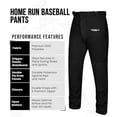 thumbnail image 3 of Exxact Sports Home Run Boys Baseball Pants without Piping - Full-Length, Semi-Relaxed Fit, Open-Bottom Youth Baseball Pants - (YXL, Black), 3 of 7