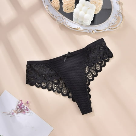 Discount Bonanza  Lace Seamless Thong  Breathable Underwear  Women s Large  Soft Seamless  Comfortable Fit  Daily Wear  All-Day Comfort  Fashionable Design  Women s Clothing Plus Size | Black XXXXL