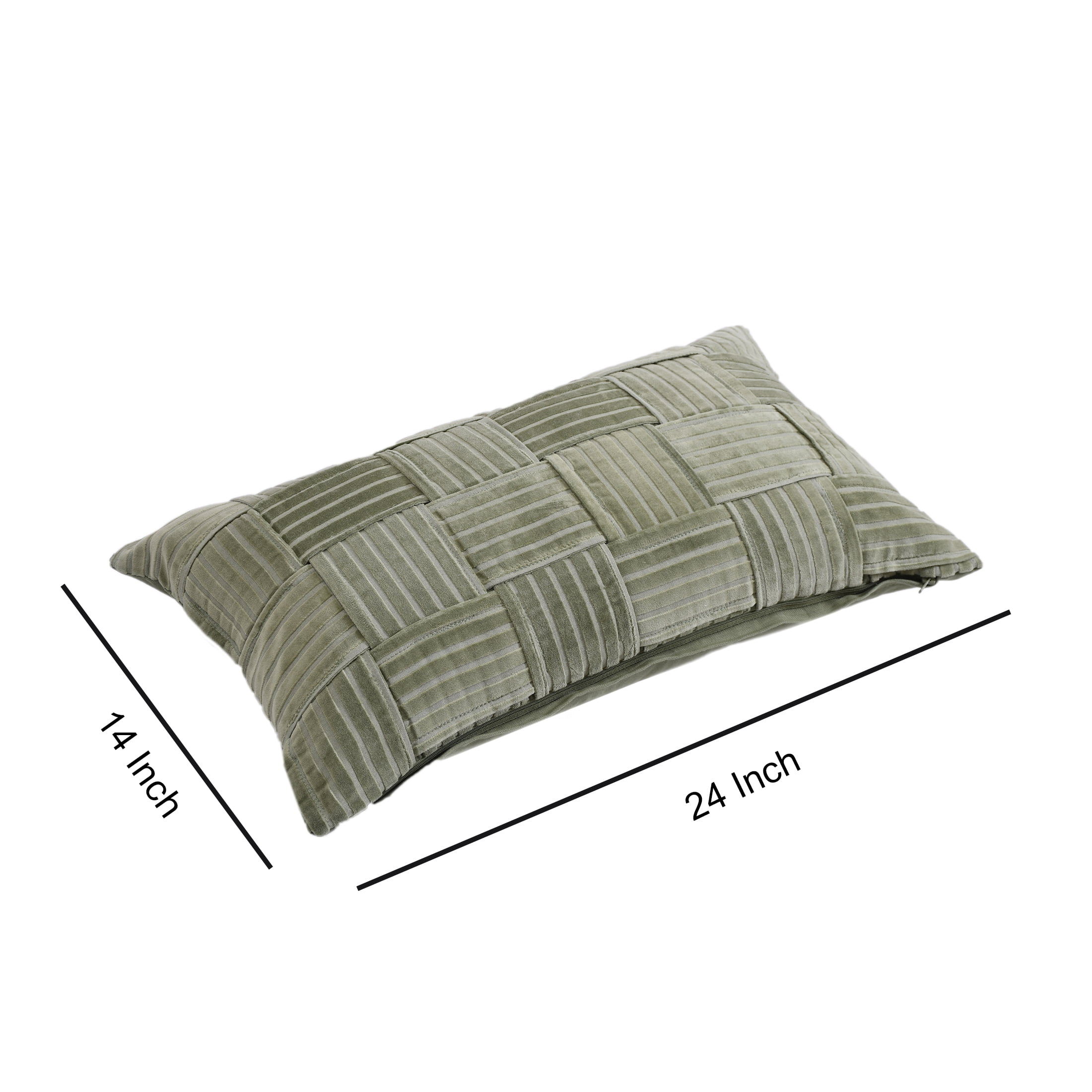 Better Homes & Gardens 14"x24" 2-pack Velvet Woven Throw Pillow Covers, Dark Cilantro