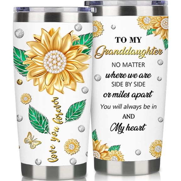 Granddaughter Gift from Grandma Grandpa -20 oz Granddaughter Coffee Cup Vacuum Insulated Stainless Steel,Ideal Granddaughter Birthday Gift (Granddaughter)