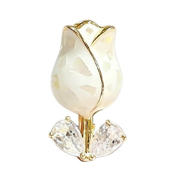 fuxzkrlz Tulip Bud Brooch Pin, Rhinestone Leaves Flower Decorative Lapel Pin for Women, Sweater Cardigan Coat Suit Jewelry Accessories
