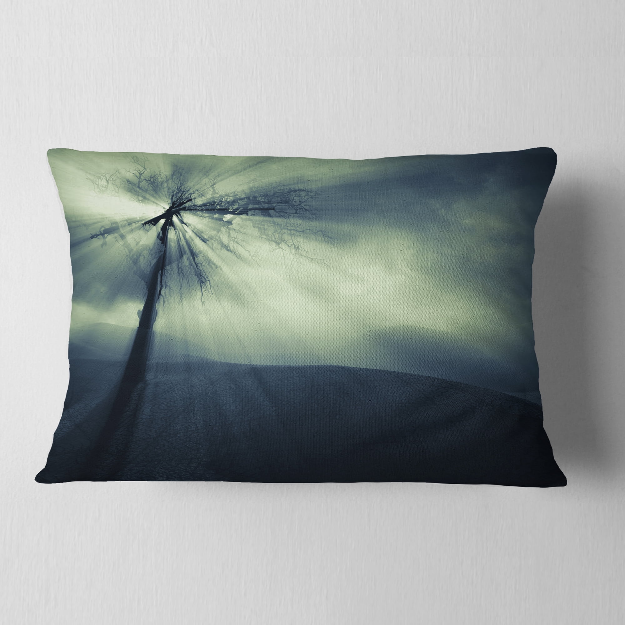 Designart 12" x 20" Blue Polyester Throw Pillow