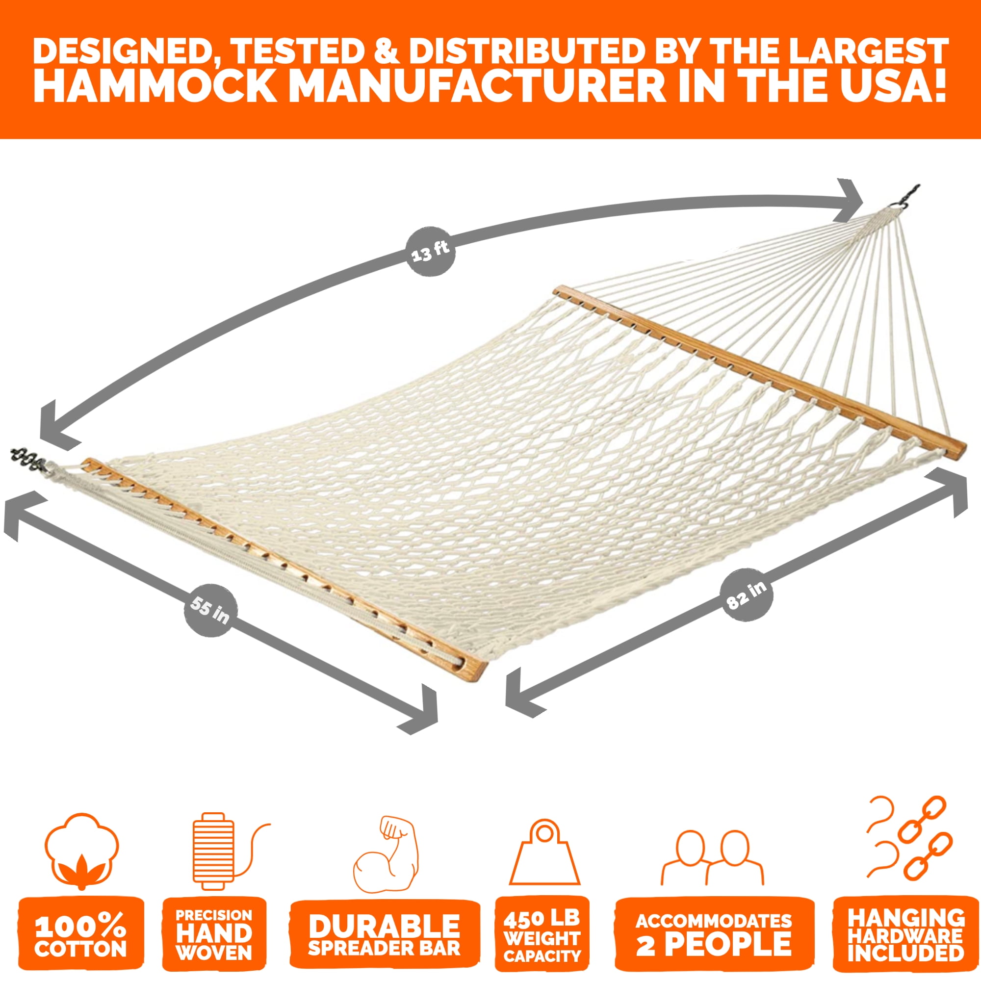 Castaway Living 13 ft. Cotton Rope Hammock