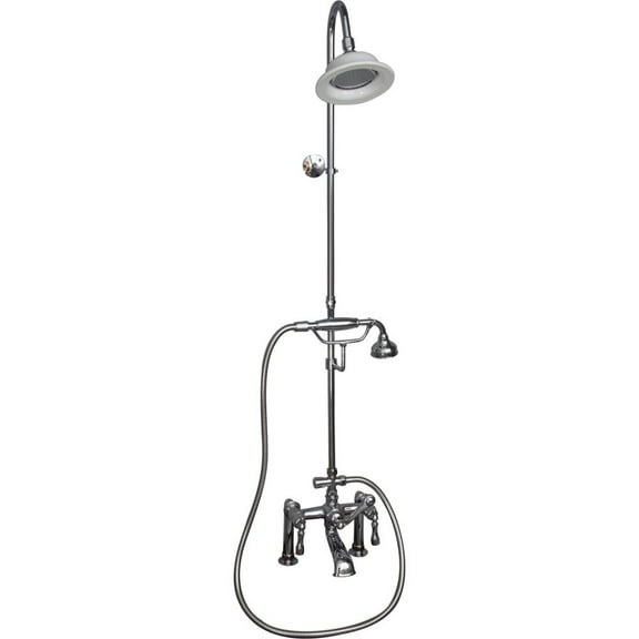 4064-ml2-cp elephant spout  riser  showerhead hand shower  metal lever handles  chrome polish
