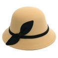 thumbnail image 2 of Women Faux Wool Bucket Hats Fashion Bowler Cap With Bowknot, 2 of 2