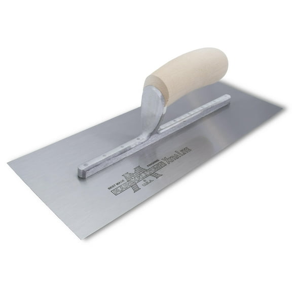 MARSHALLTOWN MXS57 14 x 3 inch High Carbon Steel Finishing Trowel, Curved Wood Handle, for Masonry, Concrete, Brick Laying