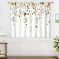 thumbnail image 2 of Red Pink Floral Small Kitchen Curtains Spring Flower Window Treatment Plant Botanical Leaves Cafe Short Curtains for Bathroom Dining Laundry Room Wildflower Tier Treatment Drapes 27.5x39 inch, 2 of 6