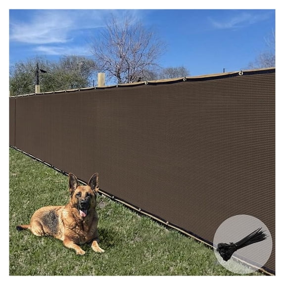 Sunrise 8' x 8' Privacy Fence Screen with Grommets, Outdoor Windscreen Fence Covering Privacy Screen UV Blockage for Backyard Garden Patio, Zip Ties Included (Brown)