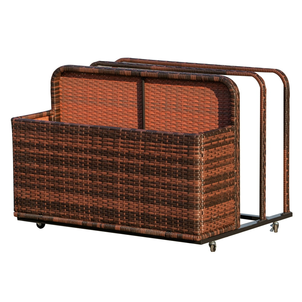 Outsunny Outdoor Patio Rattan Storage Basket Compartments Storage Box Furniture for Patio