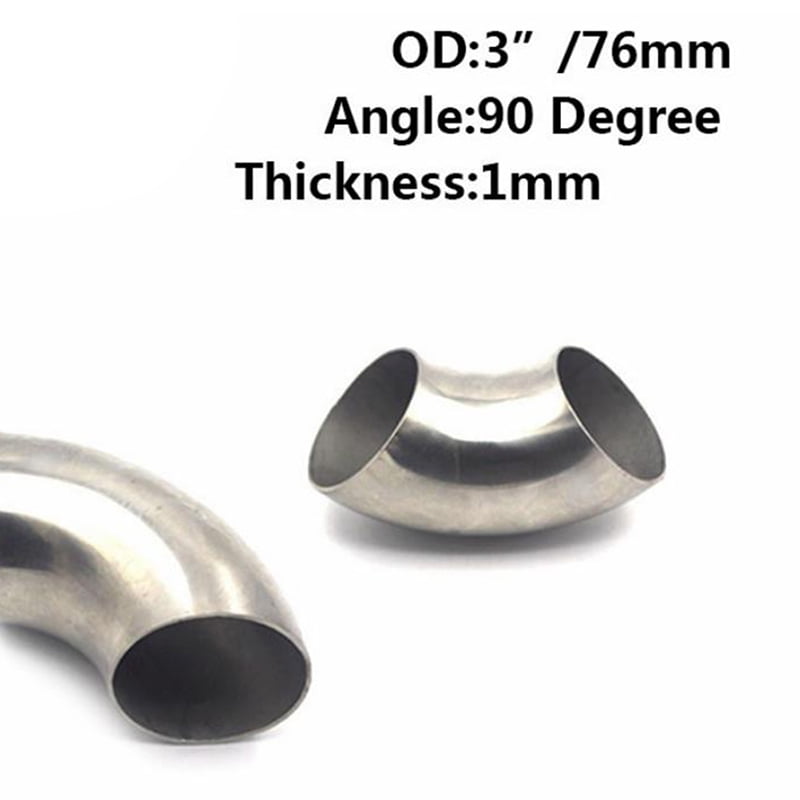 Excellent 3 Inch 201 Stainless Steel 90 Degree Bend 76mm Elbow Exhaust Pipe Pop. 