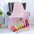 thumbnail image 4 of Easter Bunny Soft Flannel Fleece Throw Blanket, Funny Photo of Dyed Eggs and Bunnies in a Row Holiday Theme, Cozy Plush for Indoor and Outdoor Use, 50" x 70", Rose and Multicolor, by Ambesonne, 4 of 5